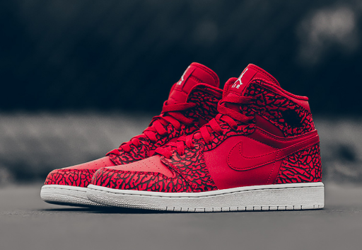 2017 Air Jordan 1 High Red Elephant Print Shoes - Click Image to Close